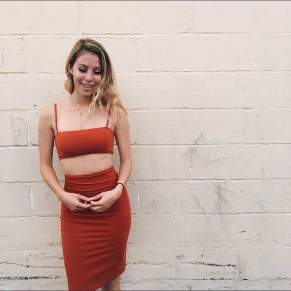 reformation burnt orange dress